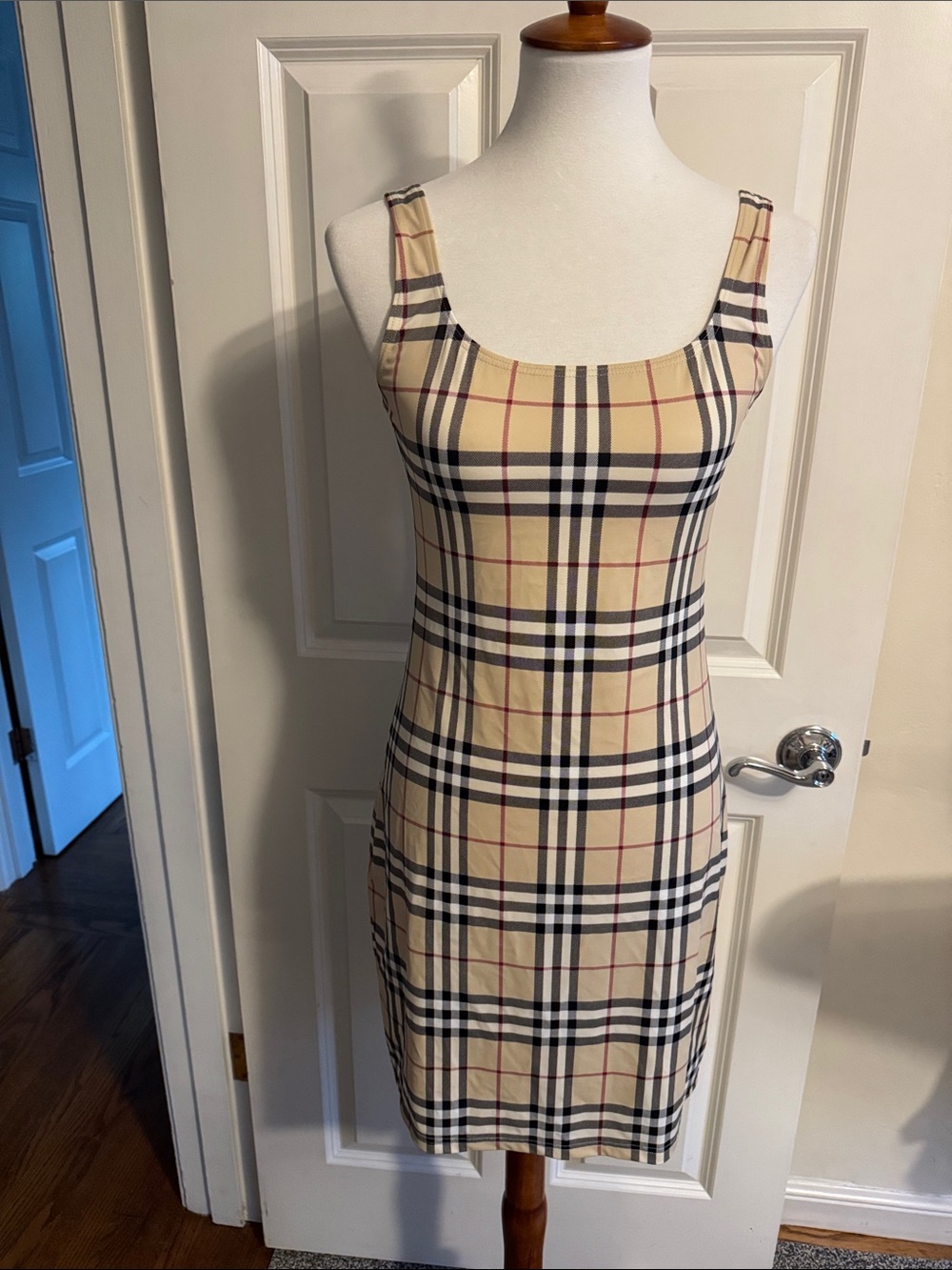 Burberry Beige Plaid Tank dress/cover up for swim suits